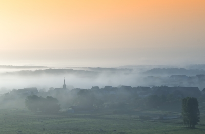 Fog over a village